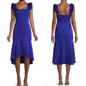 NWT Adrianna Papell Royal Sapphire Ruffled Cocktail Dress